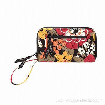 Wallet, 6-inch wrist strap and zip closure